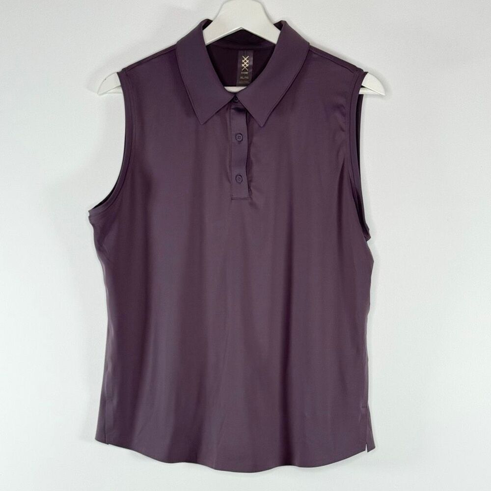 Rhone Course to Court Sleeveless Polo in Plum Purple Slim Fit Lightweight Sun Pr